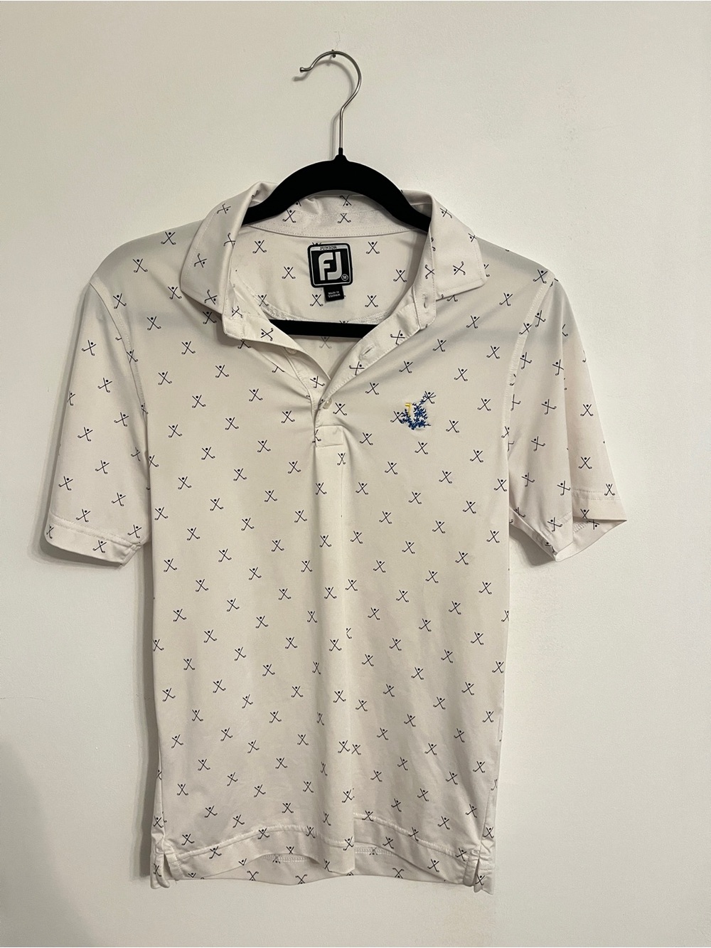 FootJoy Boys White Printed Golf Polo